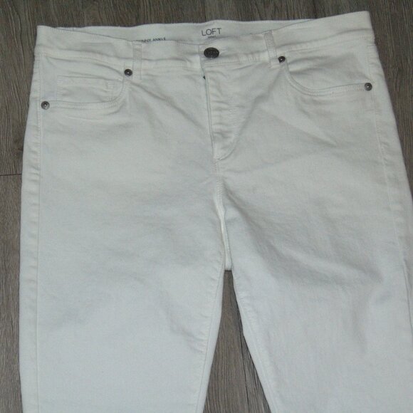 Loft Womens Size 10 Pants Modern Skinny Ankle Cotton Solid White - Picture 2 of 8